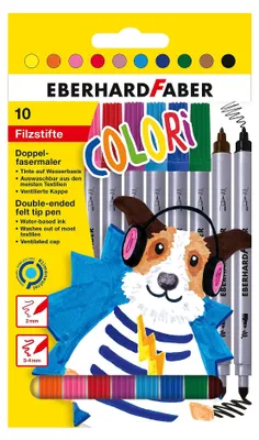 Zdjęcie produktu dla EBERHARD FABER 550010 Długopisy z podwójną końcówką fibrową, pudełko 10 szt