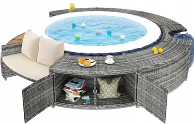 Zdjęcie produktu dla Ogrodowy Zestaw Wypoczynkowy Z Poduszkami Wokół Jacuzzi Regulowane Nóżki