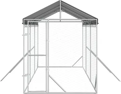 Obrázek produktu pro Venkovní psí bouda se střechou, ocelová konstrukce, rozměry 2 x 6 x 2,5 metru – ochrana před povětrnostními vlivy a nebezpečím. Model 3190483
