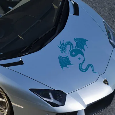 Produktbild von Aufkleber - Autoaufkleber "Yin Yang Drache" 30cm x 24cm Signalblau - Tuning Carystyling Heckscheibe Auto