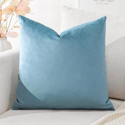 Obrázek produktu pro Ibenzoa® Sametový povlak na polštář, 45 x 45 cm, světle modrý – dekorativní povlak na polštář pro pohovku a ložnici, vysoce kvalitní samet, skrytý zip, bez výplně