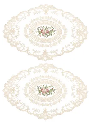 2er-Set ovale Spitzenplatzdeckchen 30x40 cm beige