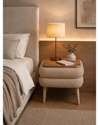 Image de Table de Chevet - 40 x 45 x 50 cm - Beige