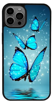 Produktbild von TPU Silikon Hülle für iPhone 13 Handy Cover Case Schutzhülle Handyhülle Bumper MOTIV 4 Schmetterling Blau