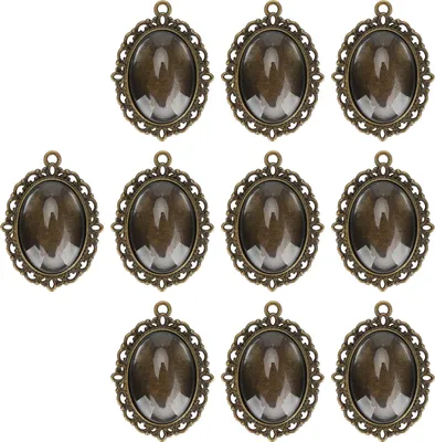 Produktbild von 10 Sets Glasfleck Anhänger Ovale Tabletts Cabochon Klare Kuppelfliesen DIY -Schmuckmaterialien