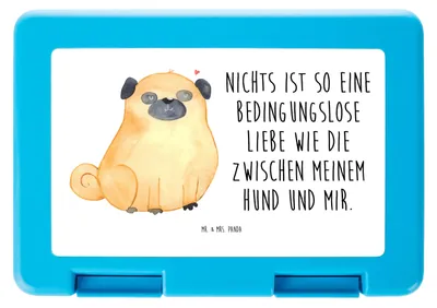 Produktbild von Mr. & Mrs. Panda Lunchbox Mops - Weiß - Geschenk, Sprüche, Hund, Snackbox, Pure Liebe, Brotzeitbox, Vorratsdose, Bentobox, Bento Box, Knuffig