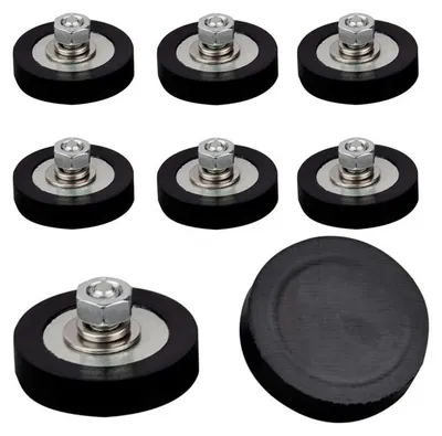 8 Neodymium-Magnete, extra stark, 14 kg Zugkraft, rund, schwarz