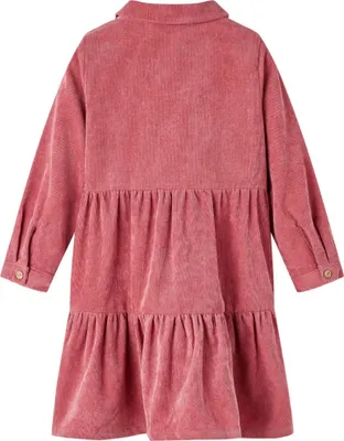 Image de vidaXL Robe enfant manches longues velours côtelé vieux rose 92