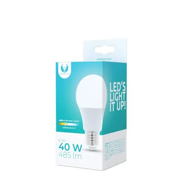 Obrázok produktu pre [ 6 kusov ] Forever Light E27 6W A60 4500K neutrálna biela 480 lumenov LED žiarovka