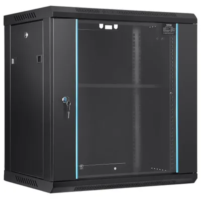 Productafbeelding van Serverkast Wandgemonteerd - 12U Diepte 37,6 cm - Zwart Staal