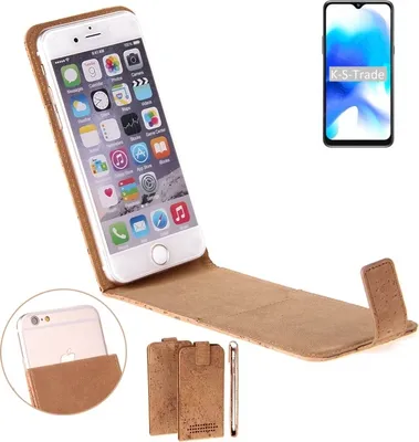 Produktbild von K-S-Trade Handyhülle kompatibel mit Blackview A80s Kork Hülle Flipstyle Case Schutzhülle Kork Case Hülle Flip cover Klapphülle Klapp, braun 1x