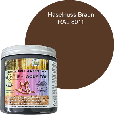 Produktbild von Contura 250ml. Möbellack Lack für Kinderspielzeug Buntlack DIN EN71/3 Buntlack Holzlack - RAL 8011 Haselnuss Braun