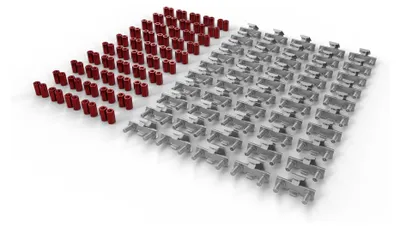 Zdjęcie produktu dla PATCHBOX /dev/mount by (50-Pack), Bolts & nuts, Aluminium, Stal, M6, Pełen gwint, Płaska głowa, Czerwony, Srebrny