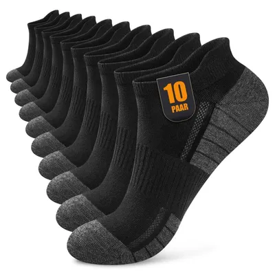 Immagine prodotto di Calzini sportivi per uomo e donna, 10/20 paia, in cotone traspirante, calzini corti, calzini da corsa, colori: nero, bianco, grigio, taglie: 35-50