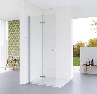 Produktbild von Duschabtrennung Dusche Falttür BxH: 85x187 cm Sicherheitsglas Klarglas rahmenlos faltbar klappbar