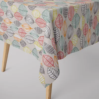 Produktbild von SCHÖNER LEBEN. Tischdecke Canyon Blätter beige braun grün rot Größe 130x260cm