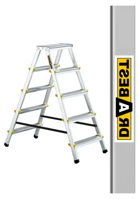 Produktbild von Klappbare Aluminiumleiter beidseitig mit 2x5 Stufen, bis 150 kg belastbar,