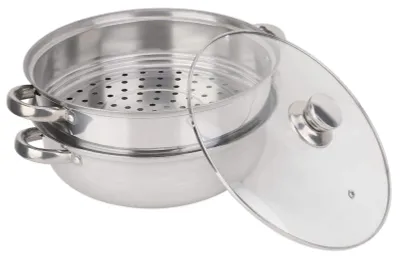 Obrázek produktu pro Elzusha - Nerezový hrnec na páru, 27 cm - Dvouvrstvý hrnec s víkem