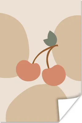 Produktbild von MuchoWow® Poster Obst - Pastell - Kirschen 80x120 cm - Papierdruck