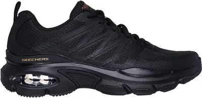 A black Skechers sneaker shown from the side against a white background.