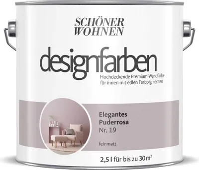 Produktbild von Schöner Wohnen Designfarben Feinmatte Wandfarbe 2,5 L Farbwahl, Farbe:Nr 19 Elegantes PuderRosa