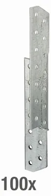 Image de Alberts 837433 Ancrage de pannes chevron, gauche, galvanisé sendzimir, 32 x 32 x 210 mm, set de 100 pièces