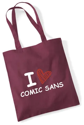 Produktbild von Huuraa Jutebeutel I love Comic Sans Herz 10 Liter Burgundy Baumwolle Tasche Geschenkidee