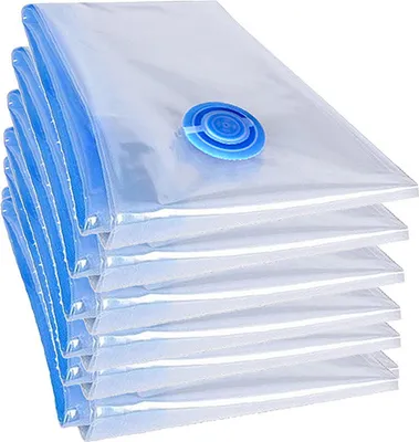 Produktbild von 6 Stück teprovo XL Vakuumbeutel 100x70 cm Vacuum Aufbewahrung Bettwäsche Kleider Qualitäts Beutel Transparent