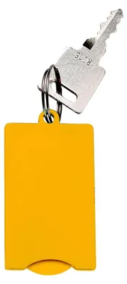 Produktbild von Schlüsselanhänger Gelb, rechteckig, flaches Design, mit Fach und inklusive Einkaufswagenchip