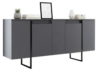Produktbild von Kommode Dgarzitt, Wohnzimmerbuffet, Wohnzimmer-Sideboard, Moderne Küchen-Speisekammer, 160x35h80 cm, Anthrazit und Schwarz