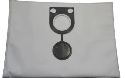 A white vacuum cleaner bag with a black plastic attachment.