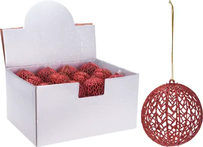 Productafbeelding van 5 stuks! Kerstbal met glitter 9 cm rood Nampook