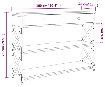Obrázek produktu pro vidaXL Konzolový stolek Sonoma dub 100x28x75 cm výrobek z odvozeného dřeva