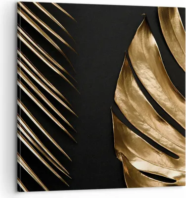 Produktbild von Bild auf Leinwand - Leinwandbild - Einteilig - Golden Blatt Monstera - 60x60cm - Wand Bild - Wanddeko - Wandbilder - Leinwanddruck - Bilder - Wanddekoration - Leinwand bilder - Wandbild - AC60x60-5028