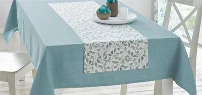 Produktbild von Tischläufer "Blätter" creme, mit Blätter Motiv in grün & grau, 40x140 cm, Mitteldecke