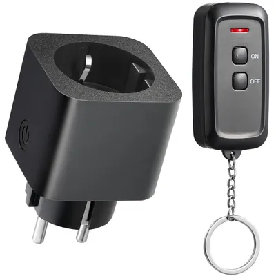 Produktbild von DEWENWILS Funksteckdosen mit Fernbedienung, Innen, 16A 3680W, 30M Reichweite, Schwarz