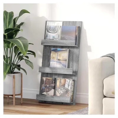Produktbild von Magazinregal aus Holzwerkstoff in Grau Sonoma, 51 x 11 x 102 cm, für Bücher und Zeitschriften