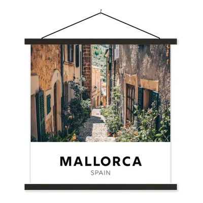 Produktbild von MuchoWow® Textilposter Mallorca - Spanien - Haus 120x120 cm mit schwarzem Rahmen - Aufhängungsset