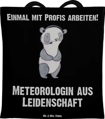 Produktbild von Mr. & Mrs. Panda Tote Bag Meteorologin Leidenschaft - Schwarz - Geschenk, Laptoptasche, Shopping Tasche, dokumententasche, Baumwolltasche