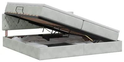 Obrázek produktu pro vidaXL Úložná postel s čelem světle šedá 200 x 200 cm samet