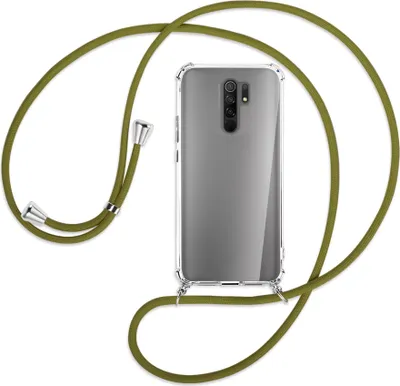 Produktbild von Handykette Backcover-Schutzhülle mit Band (Metall silberfarben) für Xiaomi Redmi 9 - khaki