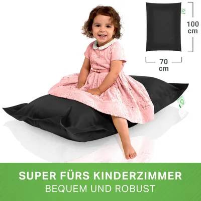 Produktbild von Green Bean® Kinder-Sitzsack 70x100cm mit 70 Liter EPS Perlen Füllung - Indoor & Outdoor - Schwarz