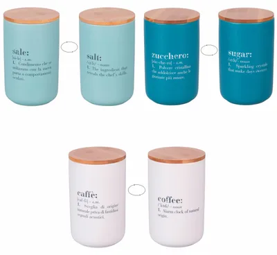 3er-Set Keramikgläser für Salz, Zucker & Kaffee, 1000 ml
