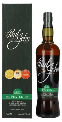 Produktbild von Paul John PEATED SELECT CASK Indian Single Malt Whisky 55,5% Vol. 0,7l in Geschenkbox