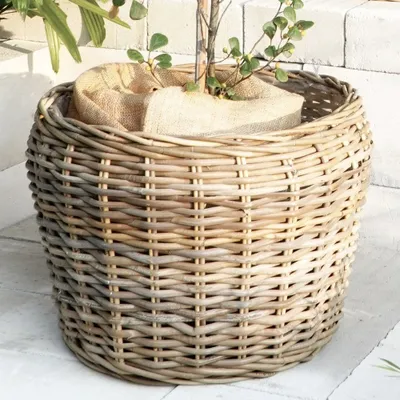 Produktbild von Natur Rattankorb GINI Natural Grey ca.46x36cm Pflanzkorb Übertopf