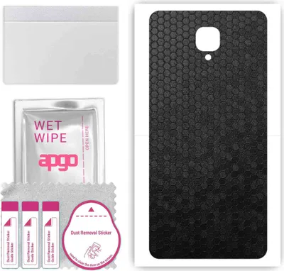 Produktbild von apgo Rückseite Schutzfolie, Skin, kompatibel mit OnePlus 3, Hinten Displayschutzfolie aus Vinylfolie, kratzfest, einfache Montage - Schwarze Honigwabe