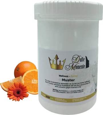 Produktbild von Dufte Momente | Sauna Zucker Körperpeeling 900g | Orange | für empfindliche Haut | vegan und ohne Tierversuche