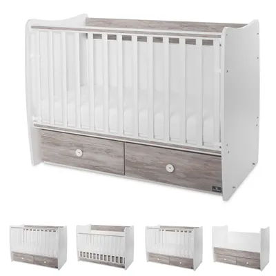 Produktbild von Lorelli Babybett MATRIX NEW Kinderbett 120 x 60 cm, 2 Ebenen, 2 Schubladen dunkelbraun