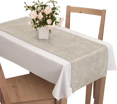Zdjęcie produktu dla Voppi Elegancki bieżnik z lnianym wzorem 40x250 cm beżowy