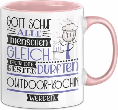 Produktbild von Outdoor-Köchin Geschenk Becher Tasse Gott Schuf Alle Menschen Gleich Nur Die Besten Durfeten Outdoor-Köchin Werden Geschenkidee Lustig (Rosa)